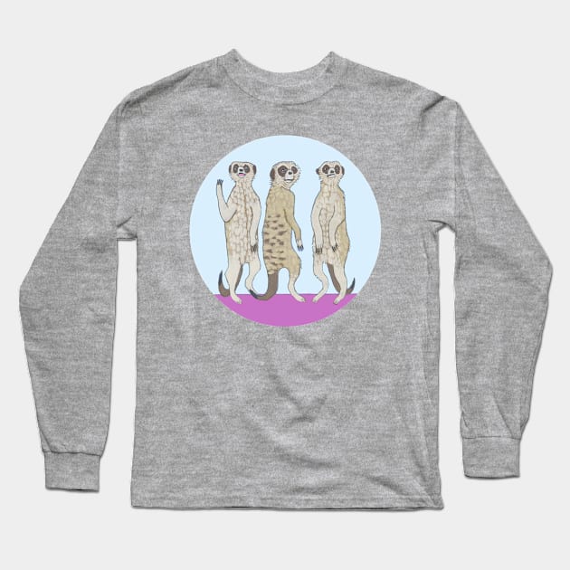 Meerkats Long Sleeve T-Shirt by jenniferdavisart